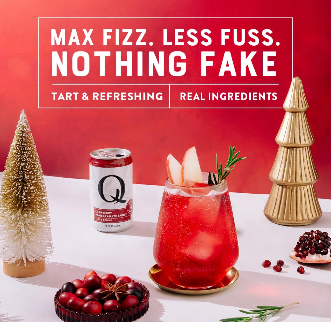 Q Mixers Cranberry-Pomegranate Spritz, Ideal for Cocktails & Mocktails - Made with Real Ingredients, Perfectly Carbonated & Less Sweet - 20 Calories per Can - 7.5oz Fl oz Cans (Pack of 24)