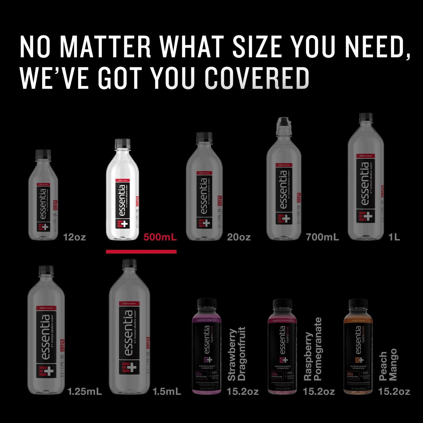 Essentia Bottled Water, 500 mL, 6-Pack, Supercharged Ionized Alkaline Water, 99.9% Pure, pH of 9.5 or Higher