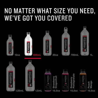 Essentia Bottled Water, 500 mL, 6-Pack, Supercharged Ionized Alkaline Water, 99.9% Pure, pH of 9.5 or Higher