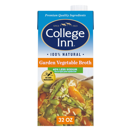 College Inn Fat Free & Reduced Sodium Garden Vegetable Broth 32 oz,Clear
