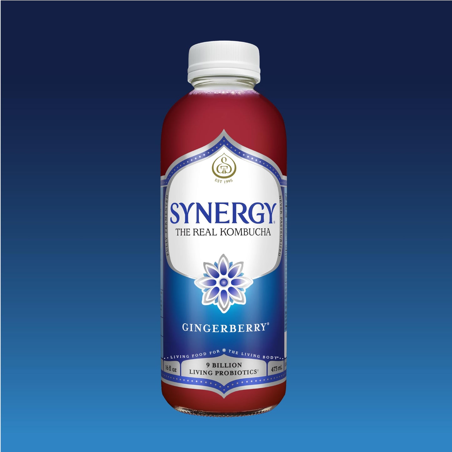 SYNERGY The Real Kombucha - Gingerberry - 16 fl oz Bottle - Raw Probiotic Drink for Gut Health and Immune Support