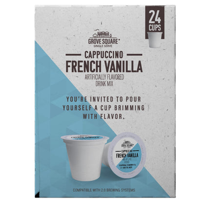 Grove Square Cappuccino Pods, French Vanilla, Single Serve , 24 Count (Pack of 1)