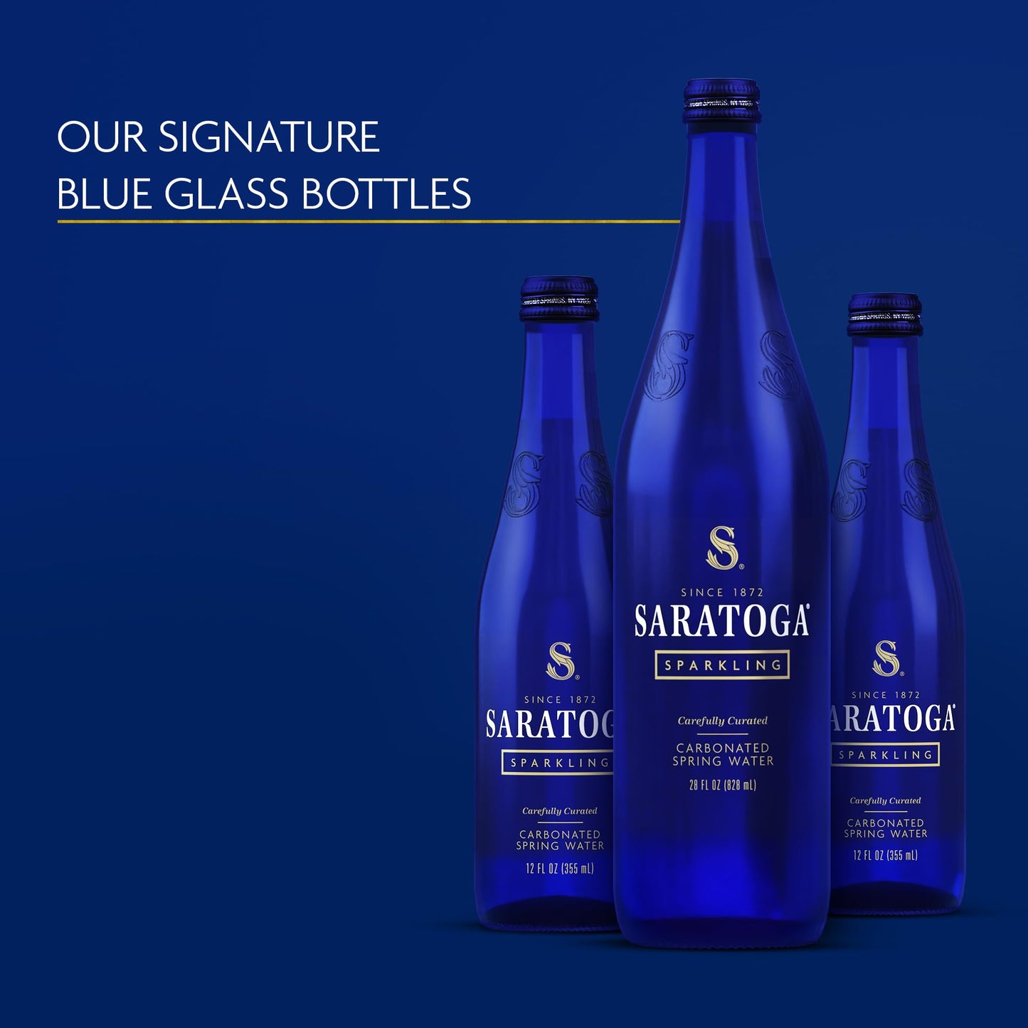Saratoga Sparkling Water Bottles - Carbonated Spring Bottled Water - Glass Bottles - 28 Fl Oz