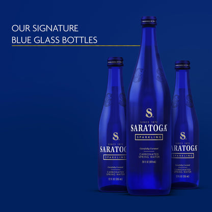 Saratoga Sparkling Water Bottles - Carbonated Spring Bottled Water - Glass Bottles - 28 Fl Oz