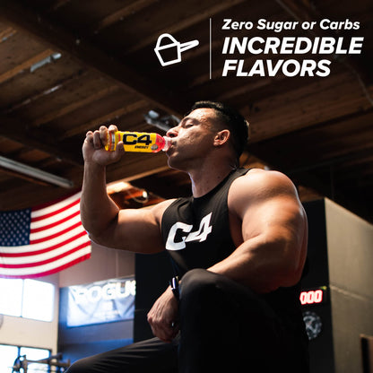 C4 Energy Non-Carbonated Zero Sugar Energy Drink, Pre Workout Drink + Beta Alanine, Watermelon, 12 Fl Oz (Pack of 12)