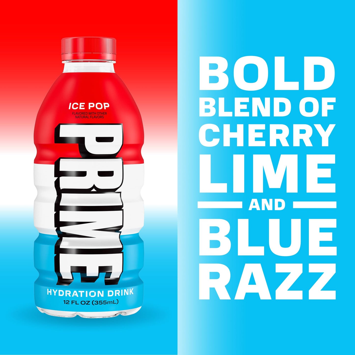 PRIME HYDRATION Berry Freeze, Cherry Freeze, & Ice Pop 12 Fl Oz Variety Sports Drinks, & Rapid Rehydration Electrolyte Powder Sticks, Ocean Cherry, & 12 Pack Black Graffiti Squeeze Sports Water Bottle