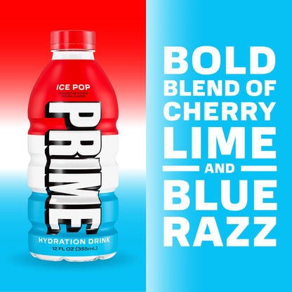 PRIME HYDRATION Berry Freeze, Cherry Freeze, & Ice Pop 12 Fl Oz Variety Sports Drinks, & Rapid Rehydration Electrolyte Powder Sticks, Ocean Cherry, & 12 Pack Black Graffiti Squeeze Sports Water Bottle