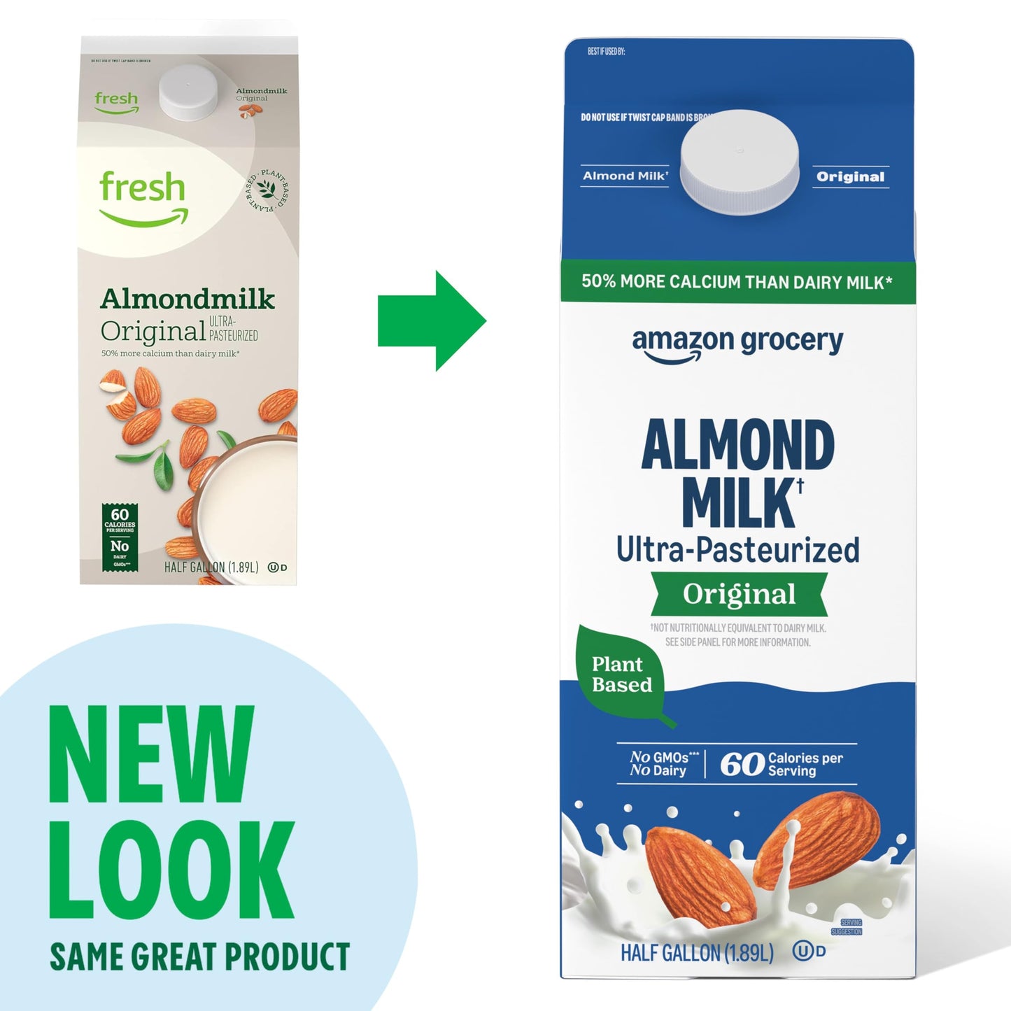 Amazon Grocery, Original Almond milk, Half Gallon, 64 Fl Oz