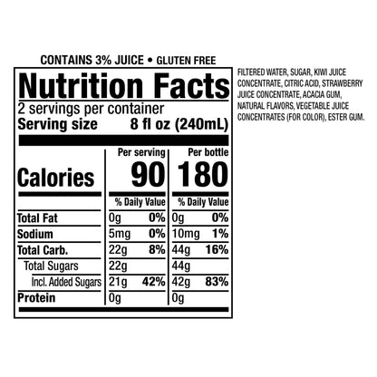Snapple Kiwi Strawberry Juice Drink, 16 Fl Oz Recycled Plastic Bottle, Pack Of 12, All Natural, No Artificial Flavors Or Sweeteners, Contains 3% Real Juice