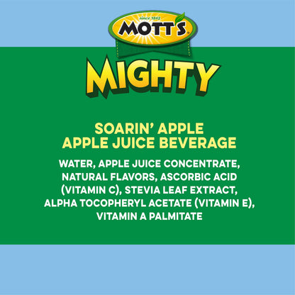 Mott's Mighty Soarin' Apple Juice Drink, 8 Fl Oz Bottles, 24 Count (8 Packs Of 6), 100% Fruit Juice Combined With Purified Water, Natural Flavors, And Vitamins A, C And E
