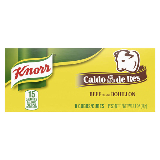 Knorr Bouillon Cubes For Sauces, Soups and Stews Beef Flavor Bouillon/Caldo de Res Naturally Flavored 3.1 oz, 8 Ct