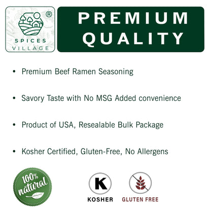 Spices Village Low Sodium Beef Ramen Seasoning, Gluten Free Beef Base, Ramen Broth, Beef Soup Base Powder for Noodle Soup, 16 oz, No MSG Added, Kosher