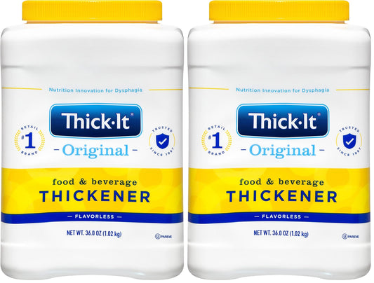 Thick-It Original Food & Beverage Thickener, Flavorless Powder for Dysphagia (IDDSI), Digestible Swallowing Aid, Easy-to-Mix & Instant Dissolve, Used in Hot & Cold Food, 36 oz Canister (Pack of 2)