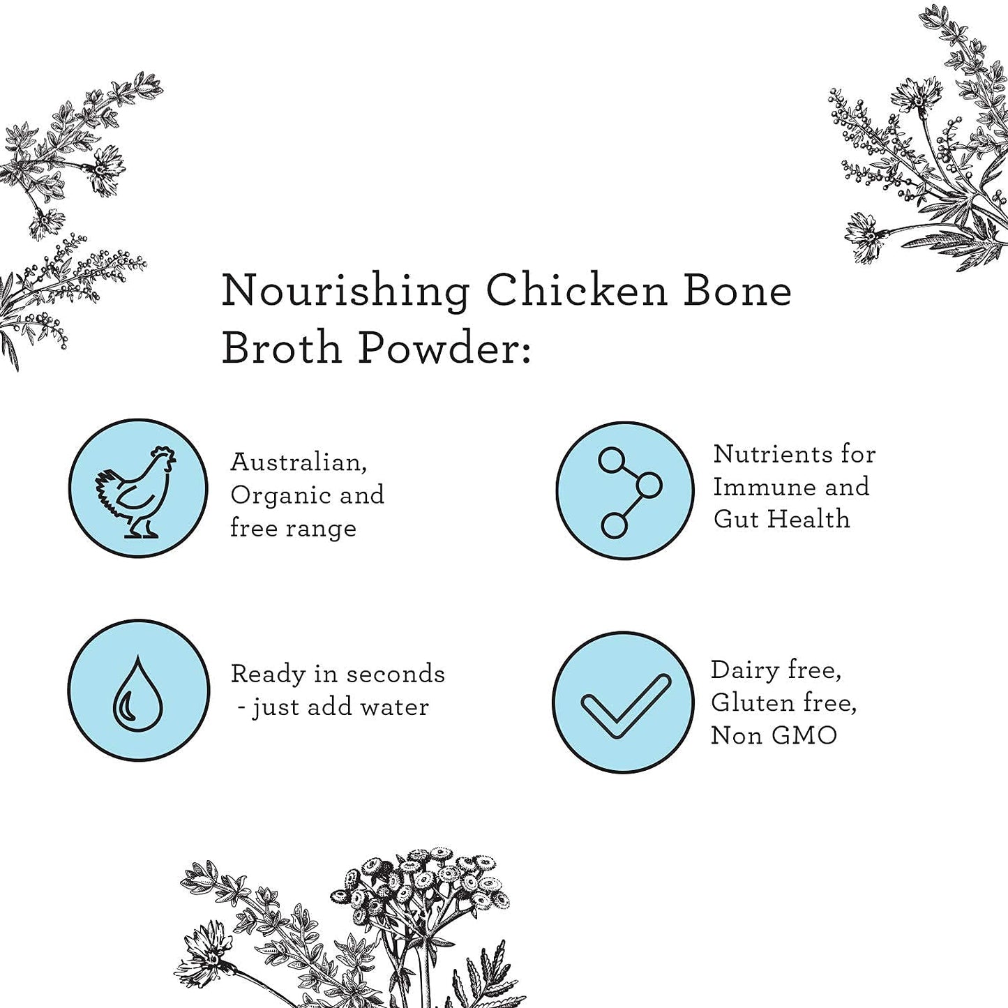 Nutra Organics Chicken Bone Broth Soup - Homestyle Original Flavor Chicken Stock Concentrate For Immune Wellbeing, Gut Health and Cooking (3.5oz)