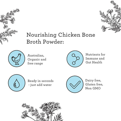Nutra Organics Chicken Bone Broth Soup - Homestyle Original Flavor Chicken Stock Concentrate For Immune Wellbeing, Gut Health and Cooking (3.5oz)