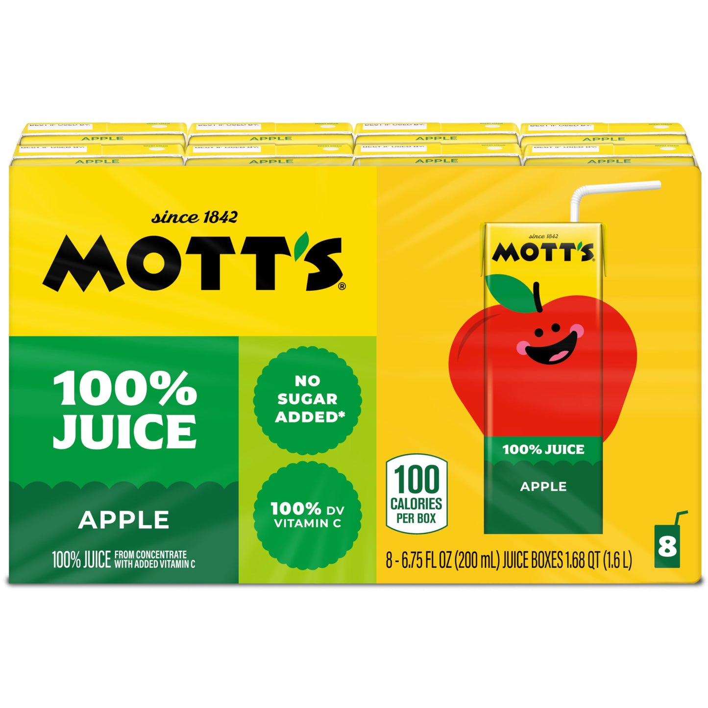 Mott's 100% Original Apple Juice, 6.75 Fl Oz Boxes, 32 Count (4 Packs Of 8), 2 Servings Of Fruit, 100% Fruit Juice, Gluten-free, Caffeine-free, Kosher, Contains No Artificial Colors Or Sweeteners
