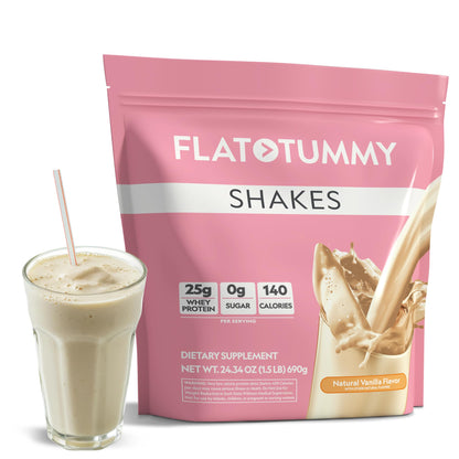 Flat Tummy Shakes - Vanilla, 20 Servings – Post GLP-1 Protein Supplement, High Protein, Zero Sugar, Keto-Friendly Meal Replacement with Clinically Studied Morosil®