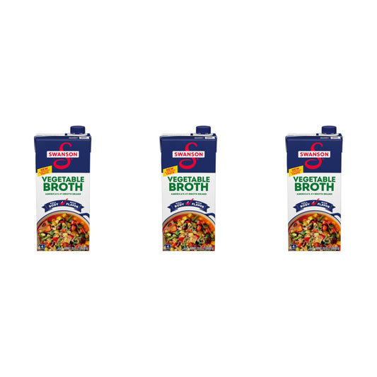 Swanson 100% Natural Vegetable Broth, 32 oz Carton (Pack of 3)