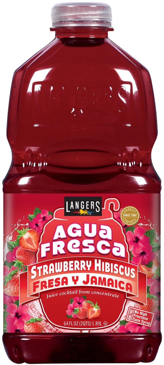 Langers Agua Fresca, Fresa y Jamaica (Strawberry Hibiscus), 64 Fl Oz (Pack of 8)