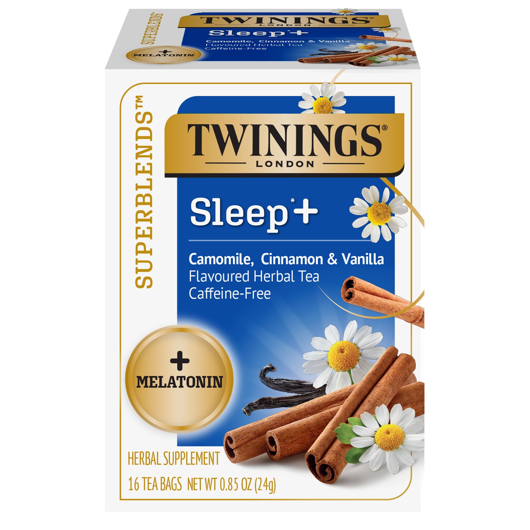 Twinings Superblends Sleep+ Herbal Tea with 1mg Melatonin Camomile, Ci ...