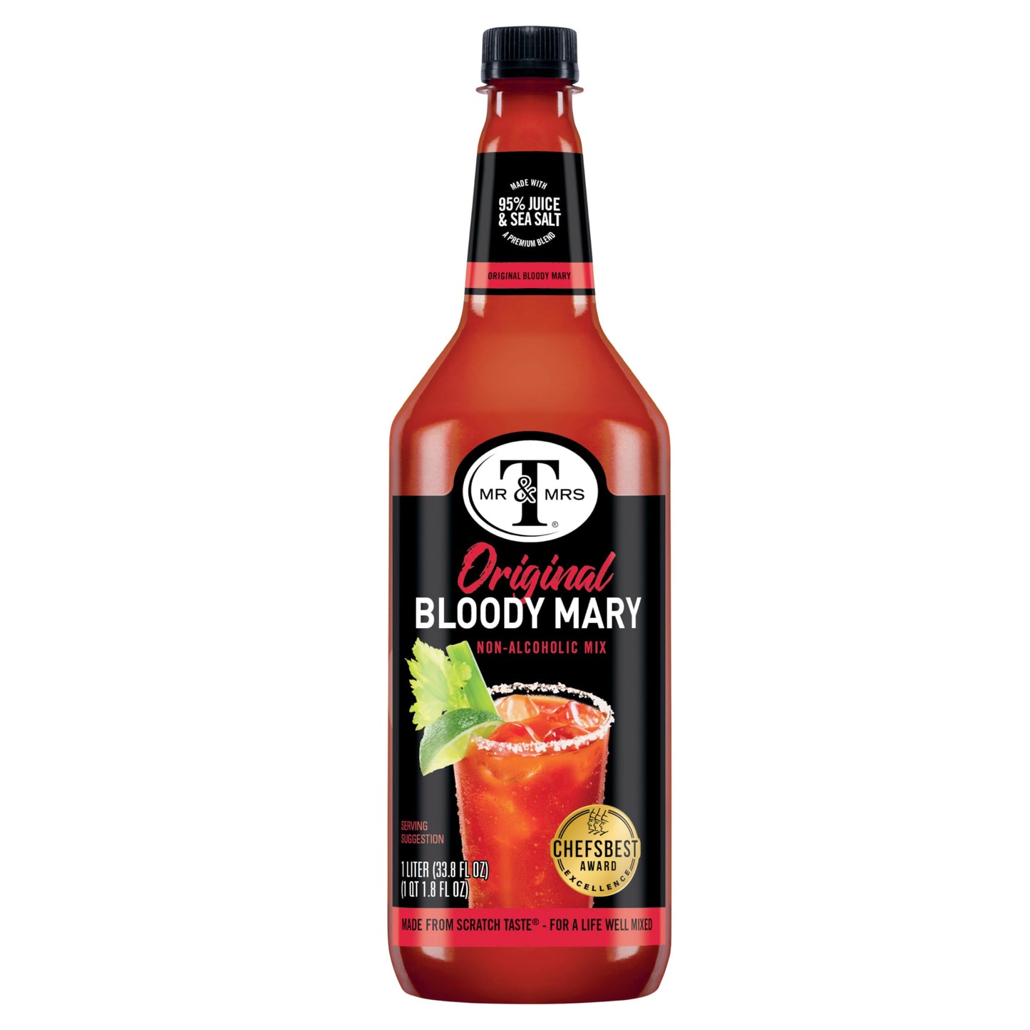 Mr & Mrs T Original Bloody Mary Mix, 1 L bottle (Pack of 4), Tomato Juice Blend Cocktail Mixer, Premium Ingredients, Perfect for Bloody Mary and Mocktail Drinks