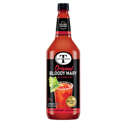 Mr & Mrs T Original Bloody Mary Mix, 1 L bottle (Pack of 4), Tomato Juice Blend Cocktail Mixer, Premium Ingredients, Perfect for Bloody Mary and Mocktail Drinks