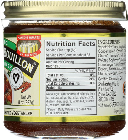 Better Than Bouillon Organic Vegetable Base, Made from Seasoned & Concentrated Vegetables, Organic & Vegan, Makes 9.5 Quarts of Broth, 8 OZ Jar (Pack of 3)
