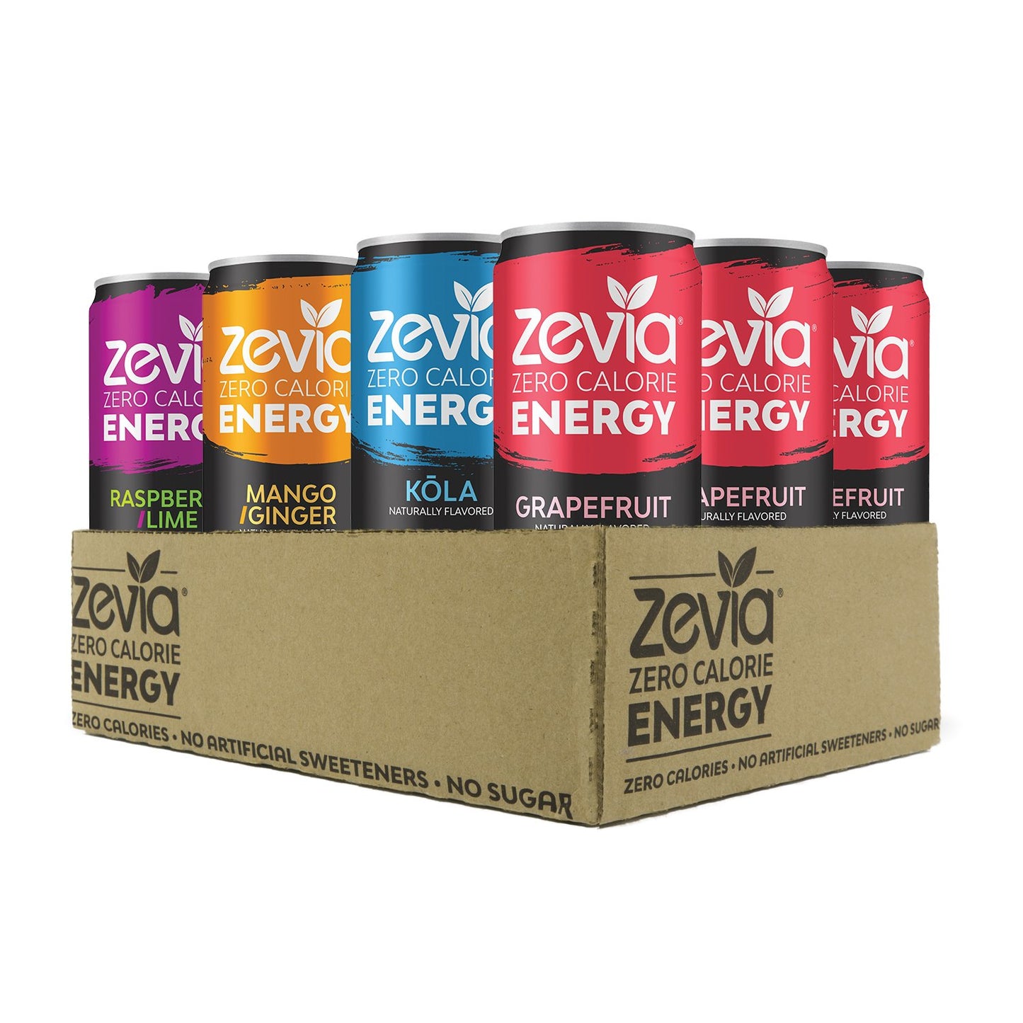 Zevia Zero Calorie Soda Variety Pack, Ginger Root Beer & Energy Drink (36 Cans)