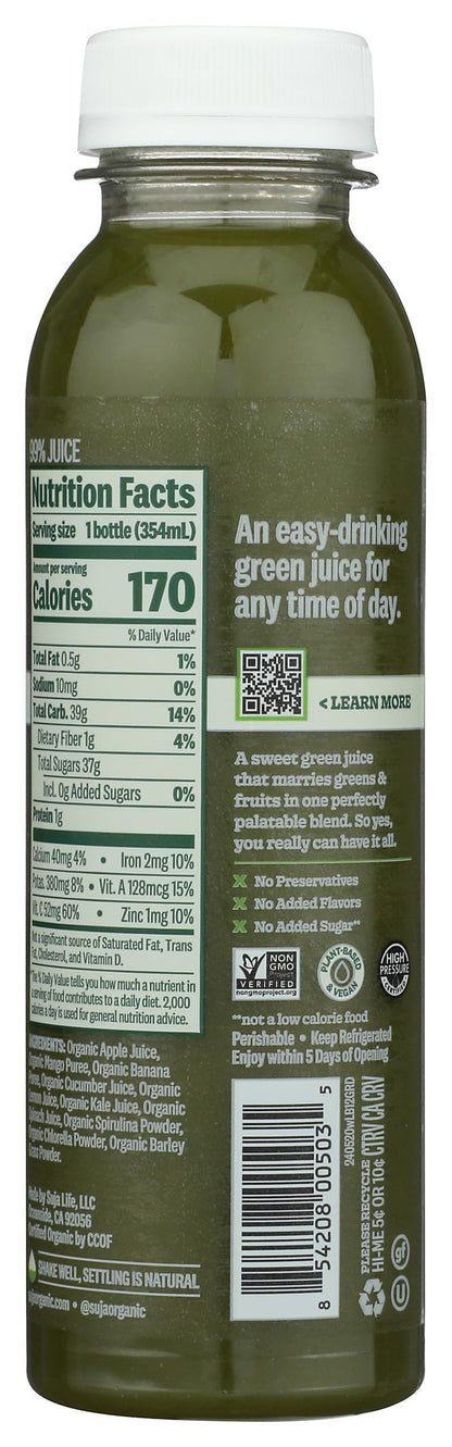Suja Green Delight Organic & Cold Pressed Fruit and Vegetable Juice Smoothie, 12 Fl Oz Bottle