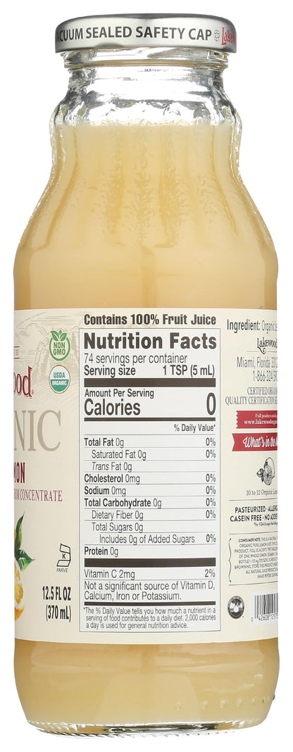 Lakewood, Organic Lemon Juice, 12.5 oz