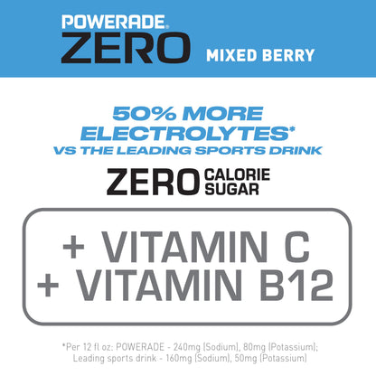 POWERADE ZERO Mixed Berry, 20 fl oz, 8 Pack
