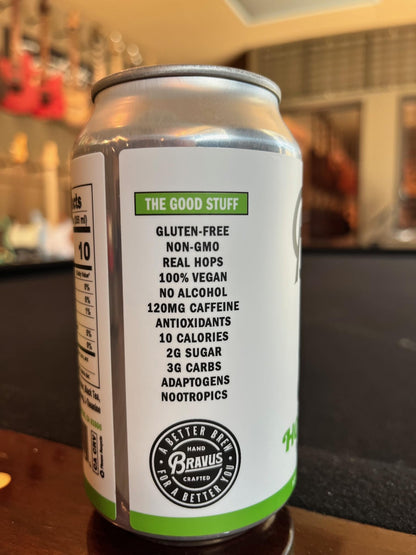 Bravus Hopped Up Sparkling Energy Tea 6 Pack - 12 fl oz - Low Calorie, Organic Black Tea with Organic Hops and 120mg Organic Caffeine - Refreshing Boost with Only 10 Calories