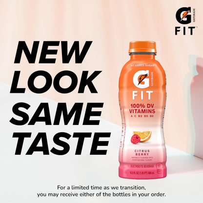 Gatorade Fit Electrolyte Beverage,Healthy Real Hydration,Citrus Berry,16.9.oz Bottles,(Pack of 24)