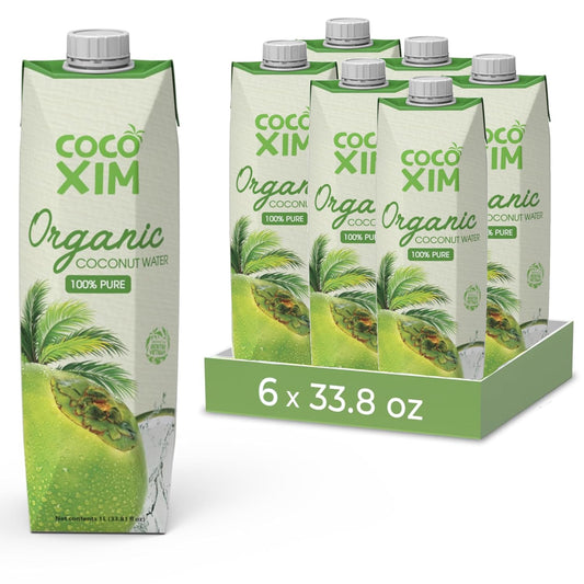 COCOXIM Ready to Drink Organic Coconut Water - 33.8 oz (Pack of 6)| Zero Added Sugar| Natural & Fresh with Electrolytes & Nutrients
