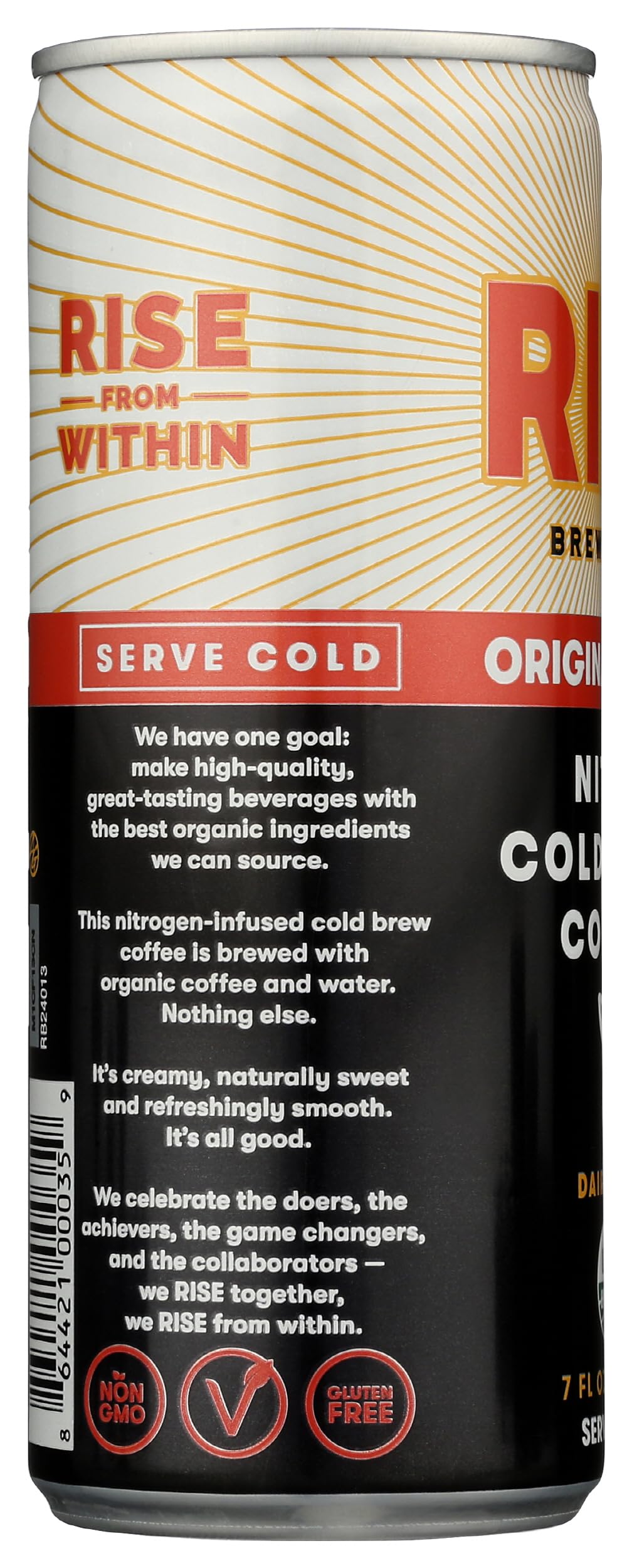 RISE BREWING CO Organic Original Black Nitro Cold Brew Coffee, 7 FZ