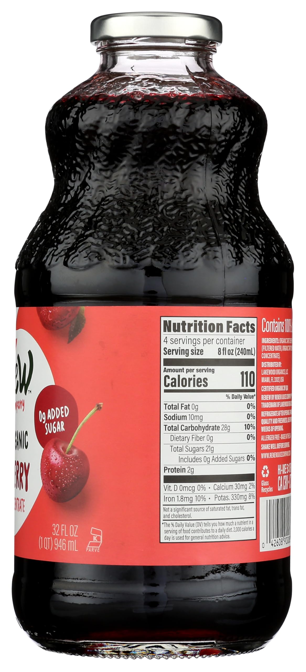 Renew Juice Company, Organic Tart Cherry Juice, 32 Fl Oz