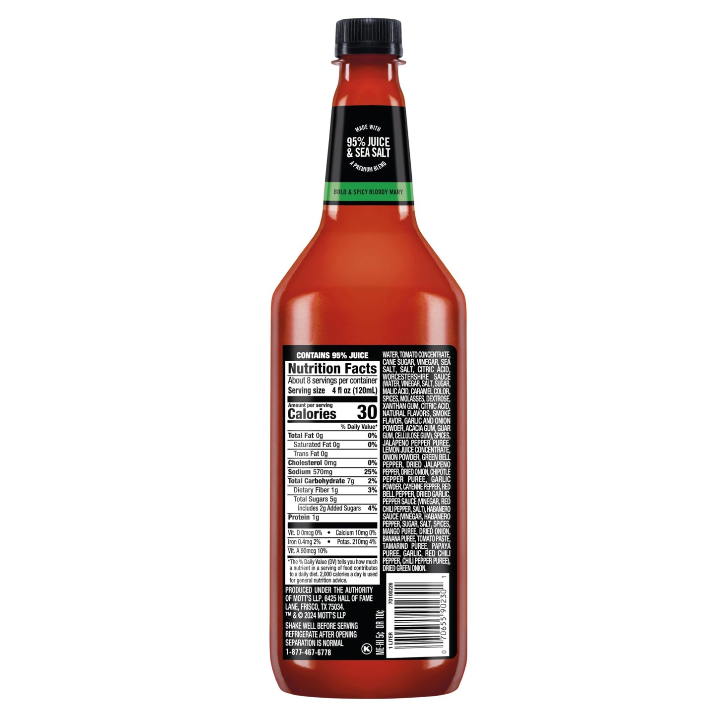 Mr & Mrs T Bold & Spicy Bloody Mary Mix, 1 L bottle (Pack of 4), Spicy Cocktail Juice Mixer, Bold Flavors, Perfect for Bloody Mary and Mocktail Drinks