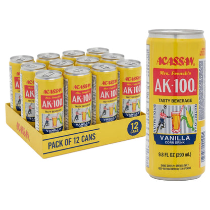 Acassan Mrs. French Ak-100 Vanilla Corn Drink, 9.8 fl Oz (Pack of 12)