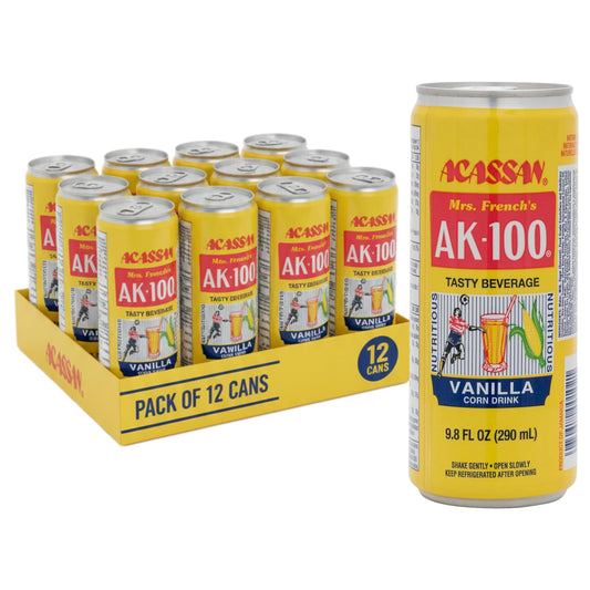 Acassan Mrs. French Ak-100 Vanilla Corn Drink, 9.8 fl Oz (Pack of 12)