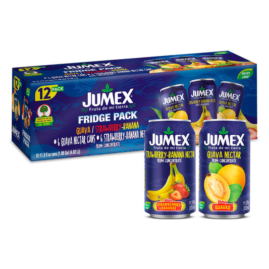 Jumex Strawberry Banana & Guava Juice Nectar - Made with Fresh Fruit Puree - Tropical Fruit Juice Concentrate for Smoothie Mix, Cocktail Mixers, Kids Drinks & Beverages - 11.3oz, 12 Pack Canned Drinks