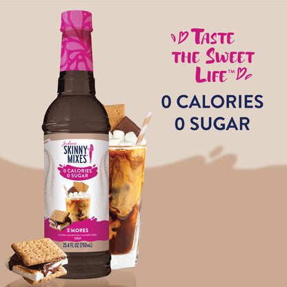 Jordan's Skinny Mixes Sugar Free Coffee Syrup, S'mores Coffee Flavoring Syrup, Zero Calorie Drink Mix for Lattes, Baking or Protein Shake, Dairy & Gluten Free, Kosher, 25.4 Fl Oz