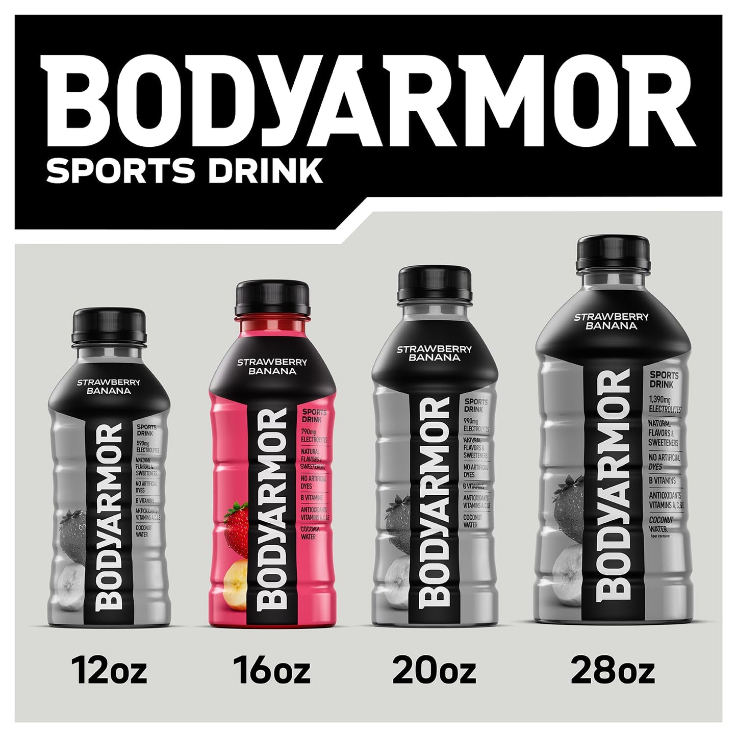 BODYARMOR Sports Drink Sports Beverage, Blackout Berry, Coconut Water Hydration, Natural Flavors With Vitamins, Potassium-Packed Electrolytes, Perfect For Athletes, 16 Fl Oz (Pack of 12)
