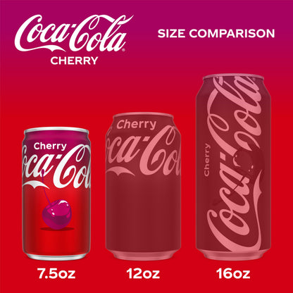Coca-Cola Cherry Soda Soft Drink Fridge Pack Mini Cans, 7.5 fl oz, 10 Pack