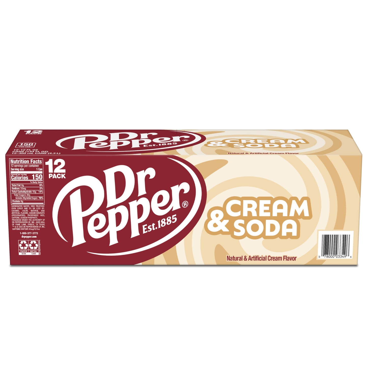 DR PEPPER - & CRÈME SODA, 12 OZ, 12 PK