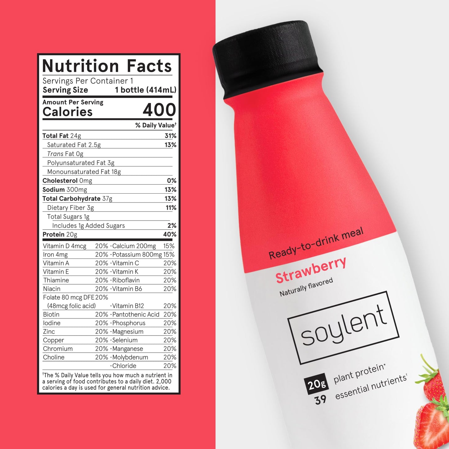 Soylent Meal Replacement Shake Banana Split Bundle - Creamy Chocolate, Banana and Strawberry, 14oz - 36 bottles