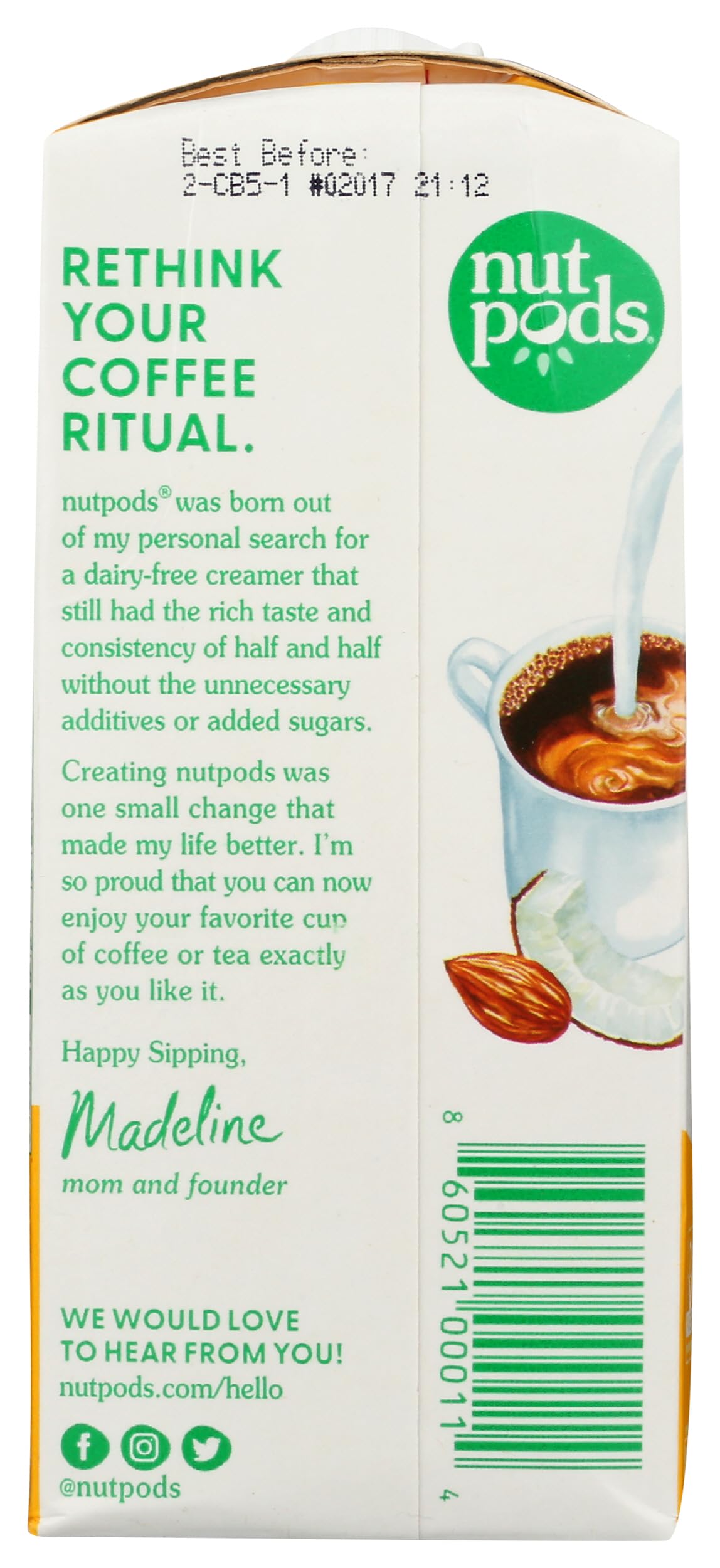 nutpods® Unsweetened Original Coffee Creamer, dairy-free, 11.2oz