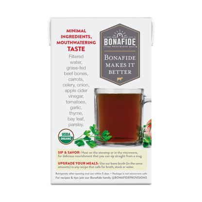 Bonafide Provisions Fresh Organic Beef Bone Broth - No Salt Added, 16.9oz - 6 Pack