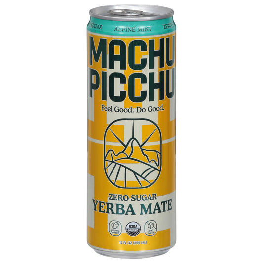 Machu Picchu Energy Organic Yerba Mate Zero Sugar Energy Drink Alpine Mint 12 fl oz