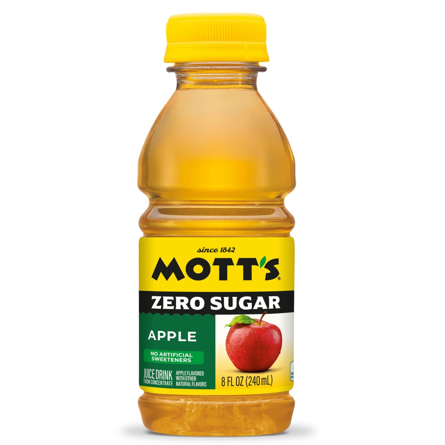 Mott's Zero Sugar Apple Juice Drink, 8 fl oz bottles, 24 Count (4 Packs of 6), Apple Flavor, Excellent Source of Vitamin C