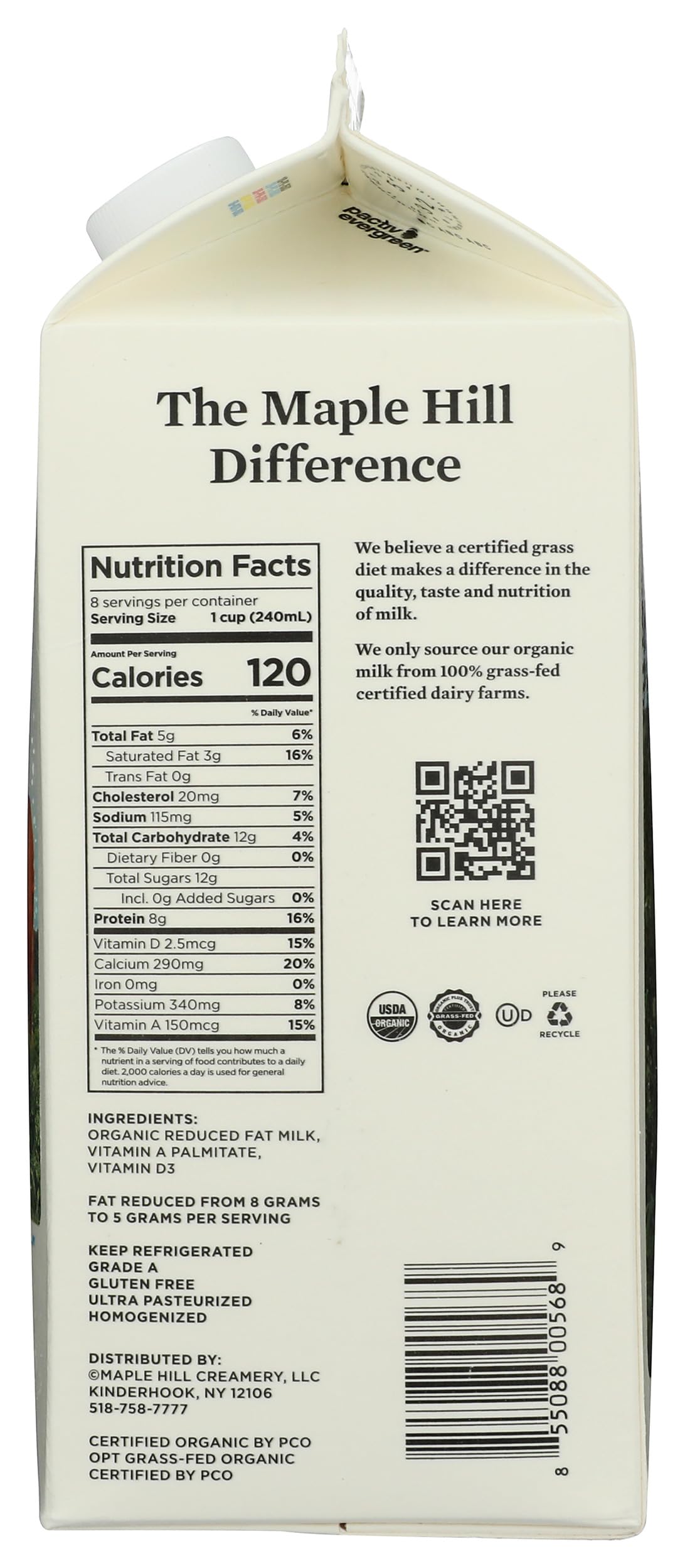 MAPLE HILL CREAMERY Organic 2% Reduced Fat Milk, 64 FZ